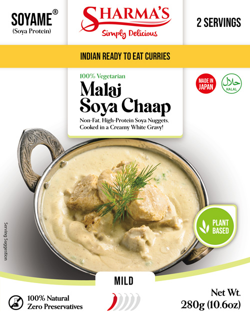 Sharma's Soyame® 100% Vegetarian Malai Soya Chaap (280g) - Click Image to Close